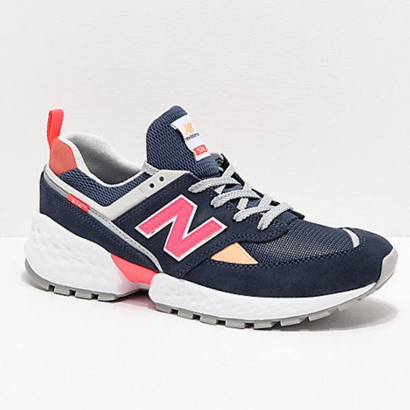 New Balance Shoes - New Balance 574 Blue & Pink Athletic Sport Shoes